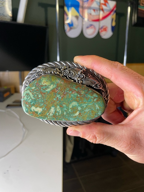 925 Sterling Silver Other - Navajo CARICO LAKE Turquoise Sterling Silver Belt Buckle Vintage